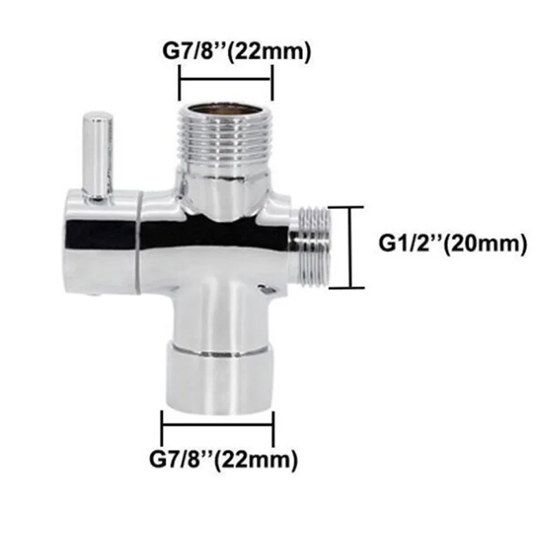 Male G1/2" G 3/4" female Water Diverter 3way Faucet T Adapter Chrome Plated Bathroom toilet Shower filling valves Accessories thumbnail 3