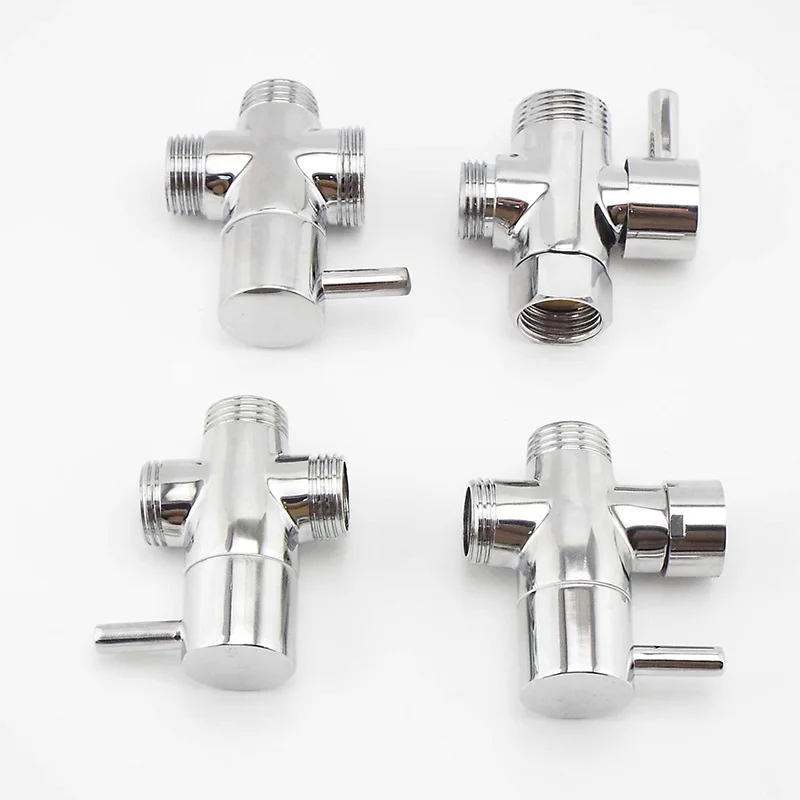 Male G1/2" G 3/4" female Water Diverter 3way Faucet T Adapter Chrome Plated Bathroom toilet Shower filling valves Accessories thumbnail 2
