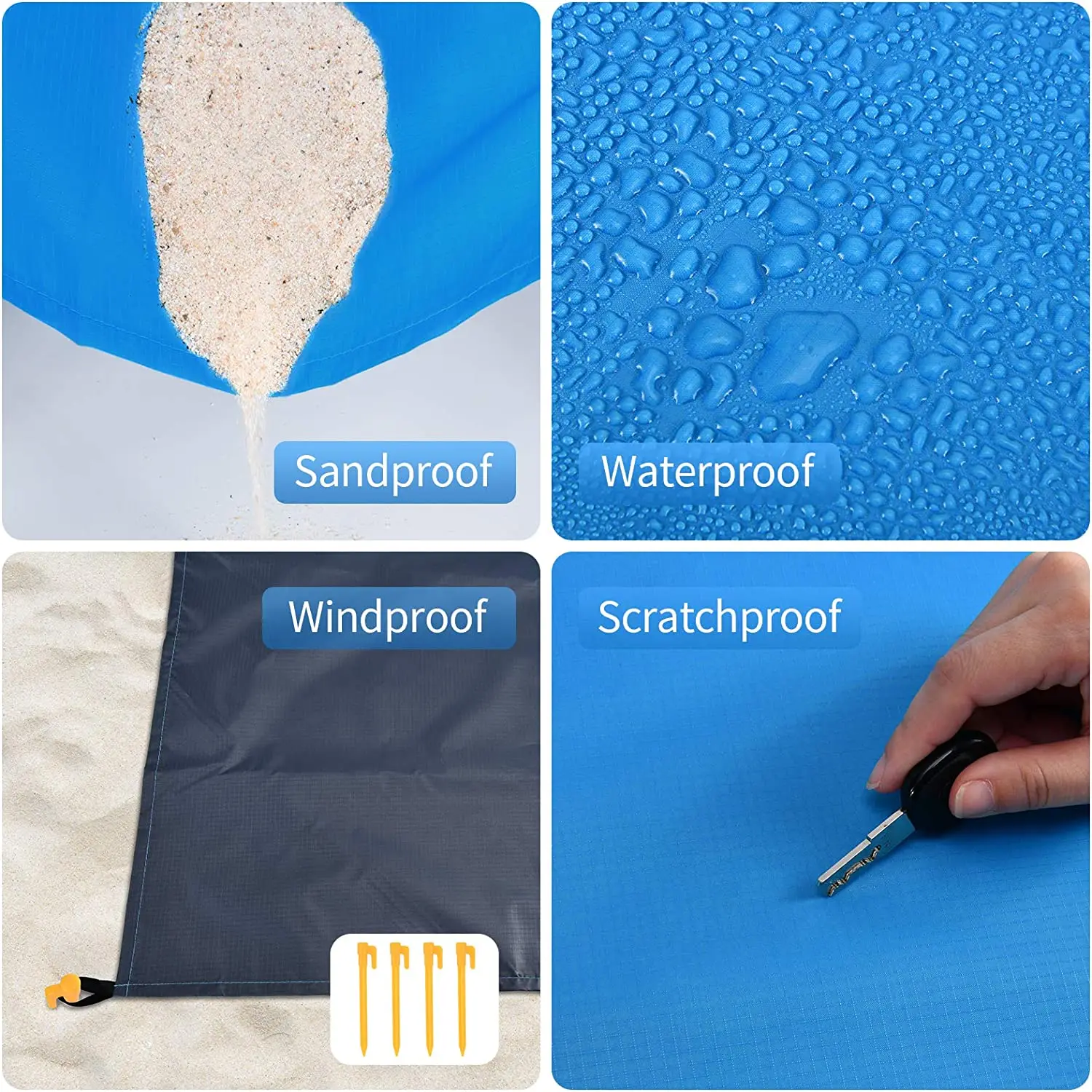 2x2.1m Waterproof Pocket Beach Blanket Folding Camping Mat Mattress Portable Lightweight Mat Outdoor Picnic Mat Sand Beach Mat thumbnail 3