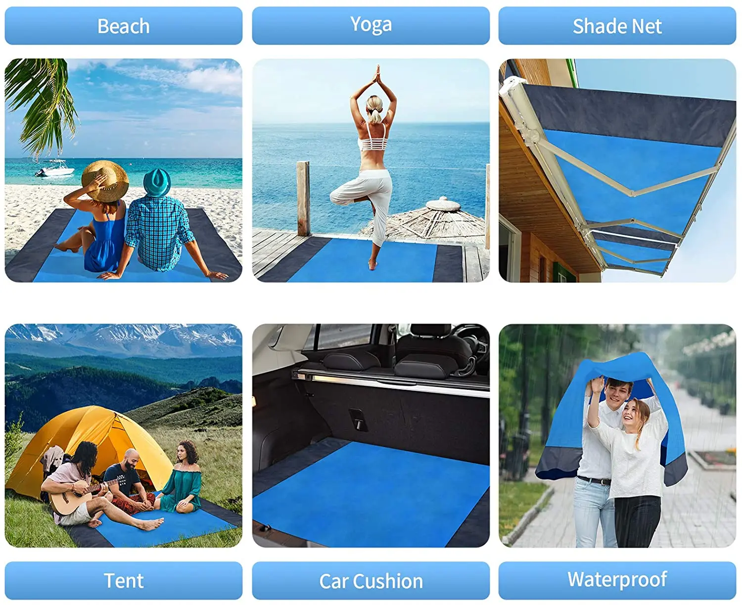 2x2.1m Waterproof Pocket Beach Blanket Folding Camping Mat Mattress Portable Lightweight Mat Outdoor Picnic Mat Sand Beach Mat thumbnail 6