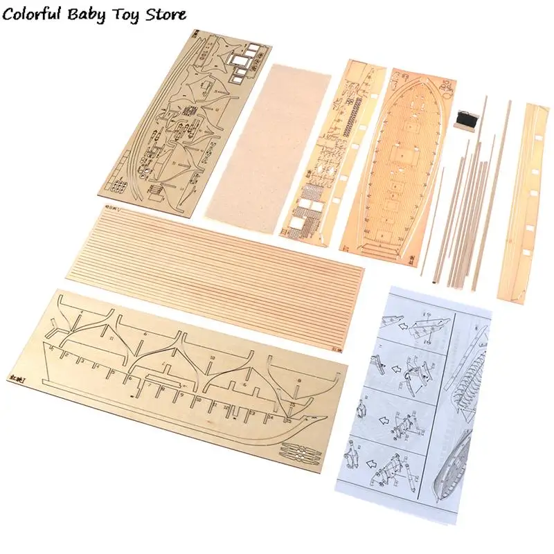 Assembling Building Kits Ship Model Wooden Sailboat Toys Sailing Model Assembled 1:100  Wooden Kit DIY thumbnail 3