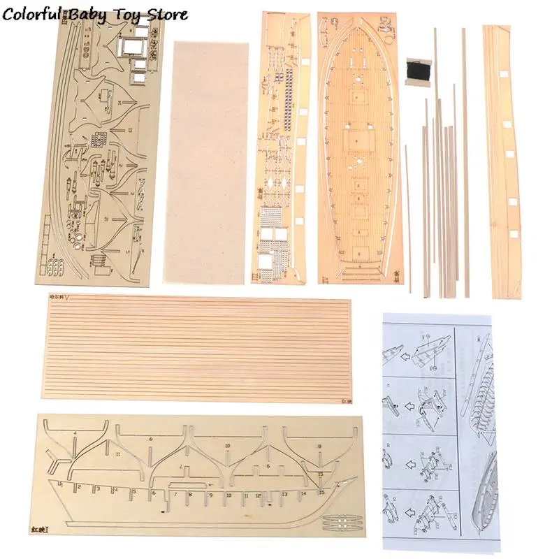 Assembling Building Kits Ship Model Wooden Sailboat Toys Sailing Model Assembled 1:100  Wooden Kit DIY thumbnail 4