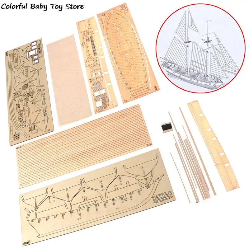 Assembling Building Kits Ship Model Wooden Sailboat Toys Sailing Model Assembled 1:100  Wooden Kit DIY thumbnail 2