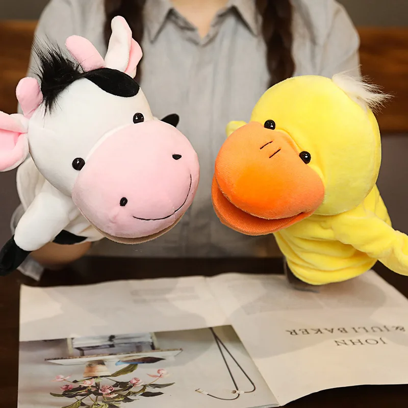Soft Stuffed Toy Doll Animal Plush Doll Educational Baby Toys Lion Elephant Monkey Giraffe Tiger Bunny Kawaii Hand Finger Puppet thumbnail 3