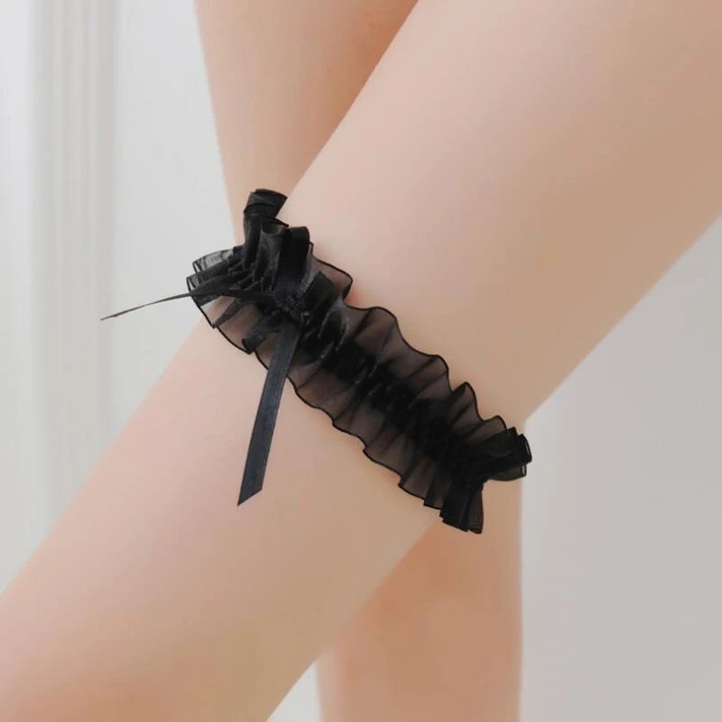 Women Bow Leg Ring Sexy Lingerie Lace Garter Belt Bowknot Leg Loop Wedding Garters Bridal Cosplay Fashion Stocking Thigh Ring thumbnail 2