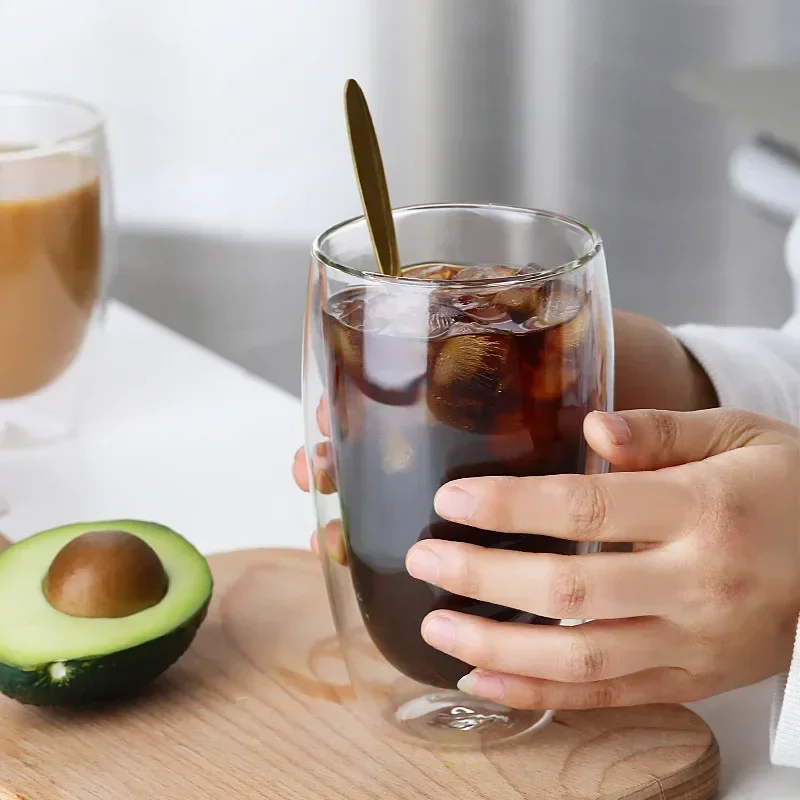 Heat Resistant Double Wall Glass Cup 80-650Ml Beer Milk Coffee Water Cups Transparent Cup Wholesale Glass Drinkware Mug Set Gift thumbnail 2