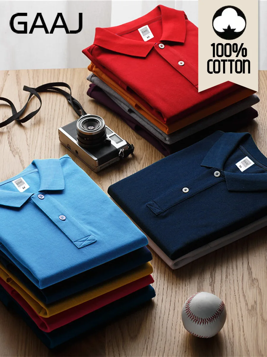 GAAJ 100 Cotton Polo Shirt Man,Light Luxury Brand Shirts,Fashion Short Sleeve Tops,Golf Wear Sports T shirt,Men's Women Clothes thumbnail 2