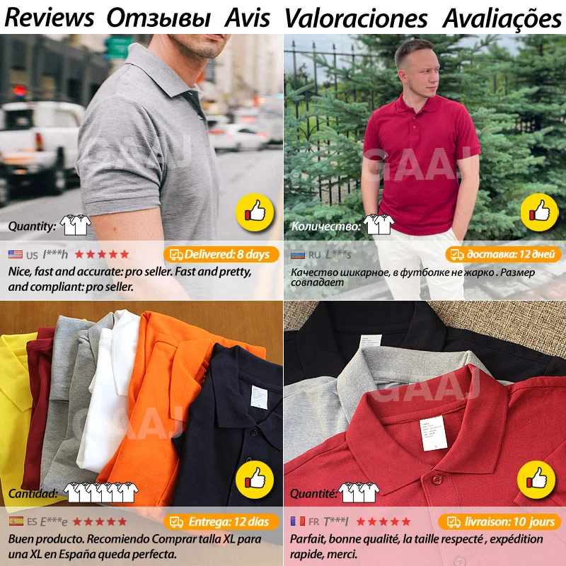 GAAJ 100 Cotton Polo Shirt Man,Light Luxury Brand Shirts,Fashion Short Sleeve Tops,Golf Wear Sports T shirt,Men's Women Clothes thumbnail 5