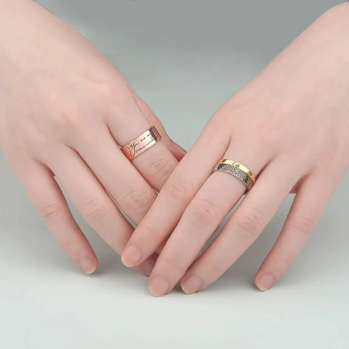 Custom Word Inside Outside Engrave Ring Dainty Name Personalized Stacking Ring Unisex Promise EternityMemorial Anniversary Gifts thumbnail 6