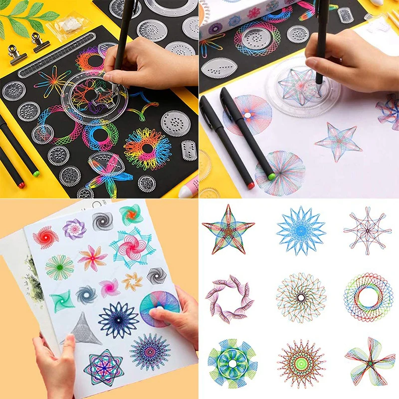 Classic Gear Spirograph Drawing Set Geometric Painting Stencils Rulers Scratch Rainbow Paper Creative Educational Kids Toys Gift thumbnail 5