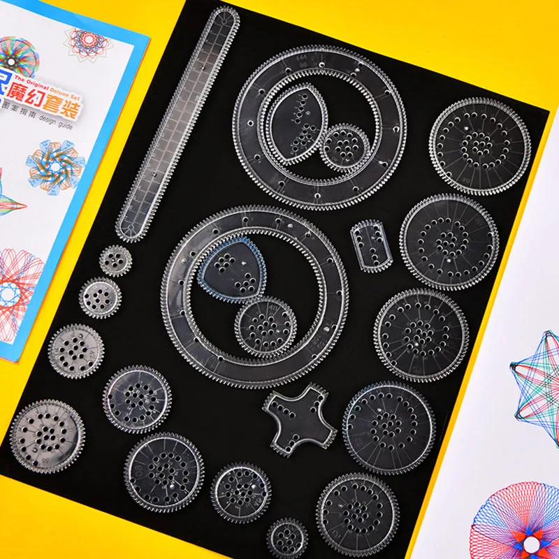 Classic Gear Spirograph Drawing Set Geometric Painting Stencils Rulers Scratch Rainbow Paper Creative Educational Kids Toys Gift thumbnail 3