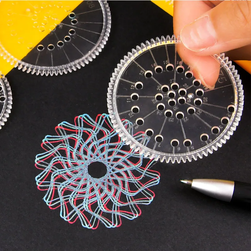 Classic Gear Spirograph Drawing Set Geometric Painting Stencils Rulers Scratch Rainbow Paper Creative Educational Kids Toys Gift thumbnail 4
