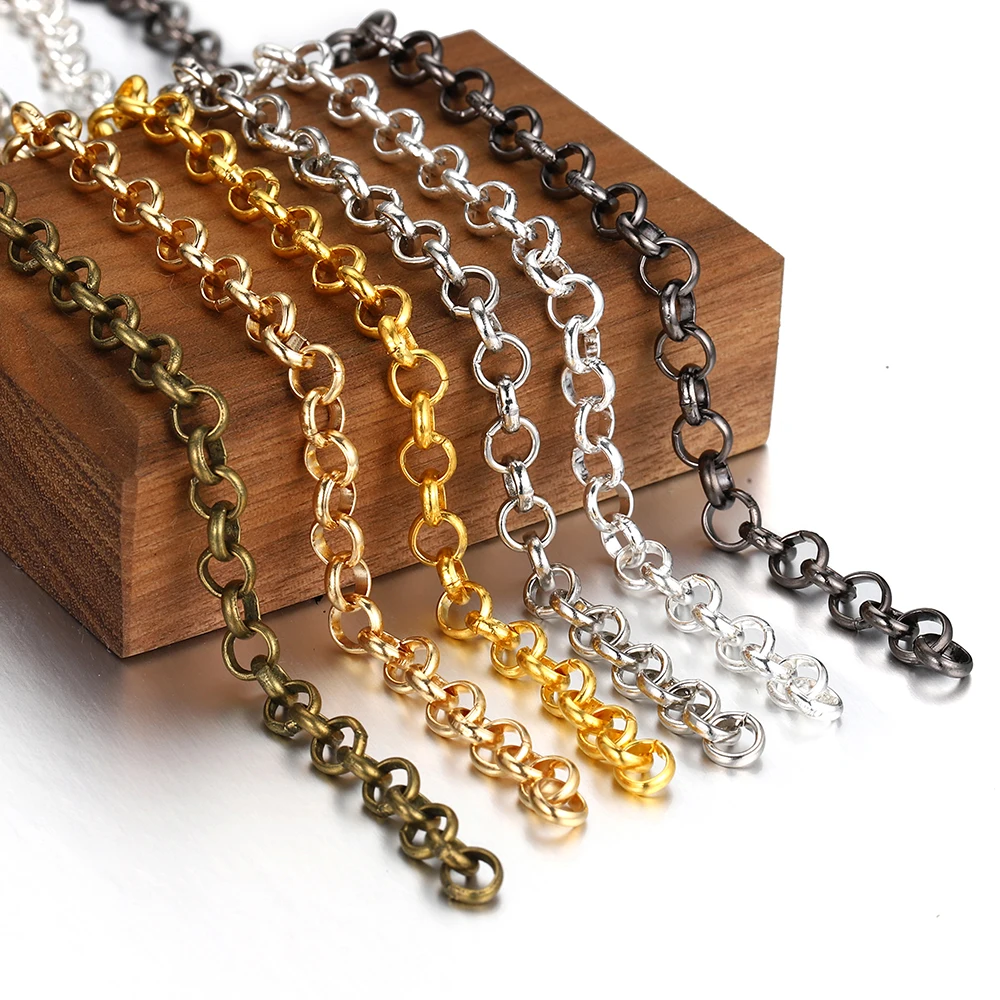 2Meters O Shape Necklace Chains Copper Bracelet Cable Link Bulk Chains DIY Handmade Jewelry Making Findings Wholesale thumbnail 4