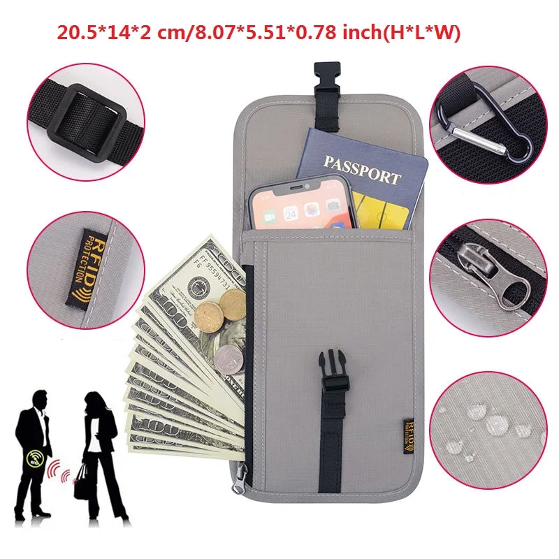 RFID Multifunction Anti-theft Wallet Hidden Travel Neck Pouch Passport Cover Cards Holder ID Card Holder for Men Women thumbnail 3