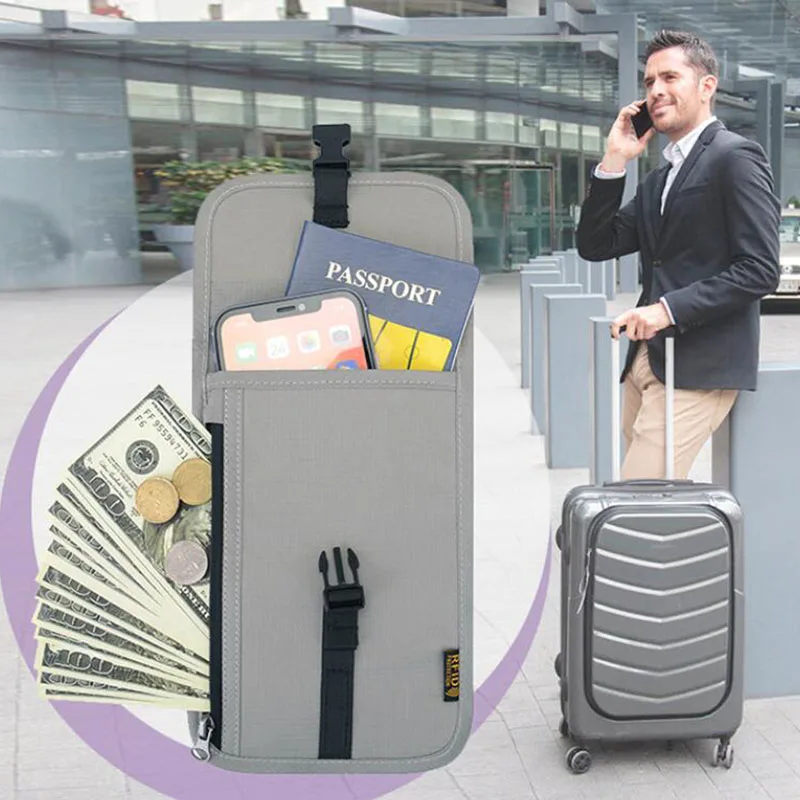 RFID Multifunction Anti-theft Wallet Hidden Travel Neck Pouch Passport Cover Cards Holder ID Card Holder for Men Women thumbnail 2