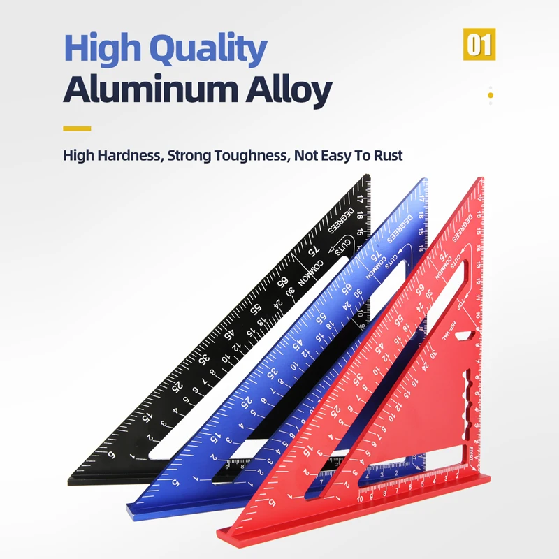 Triangle Ruler 7Inch Measurement Tool Aluminium Alloy Carpenter Set Square Angle Woodworking Tools Try Square Triangular Metric thumbnail 4