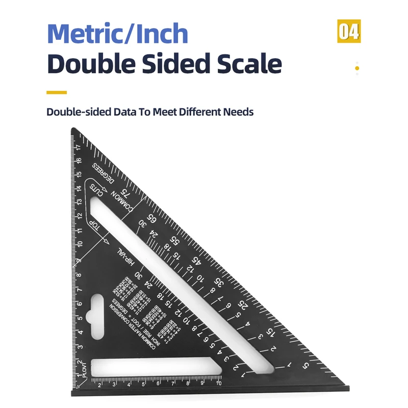Triangle Ruler 7Inch Measurement Tool Aluminium Alloy Carpenter Set Square Angle Woodworking Tools Try Square Triangular Metric thumbnail 3