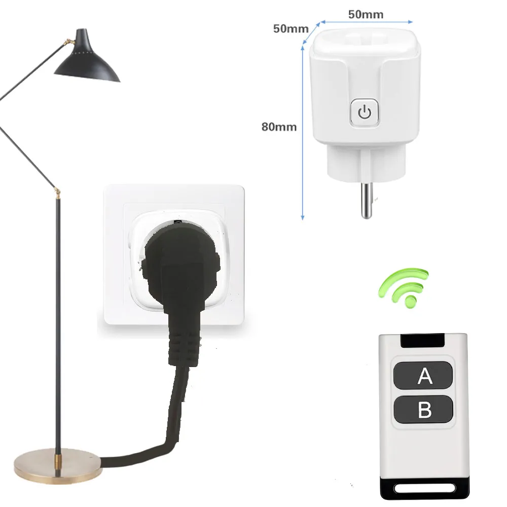 Universal Remote Control Mini Electrical Sockets 433MHZ Rf Smart Plug 220V 16A Single Sockets Switch for Home Appliance led thumbnail 2