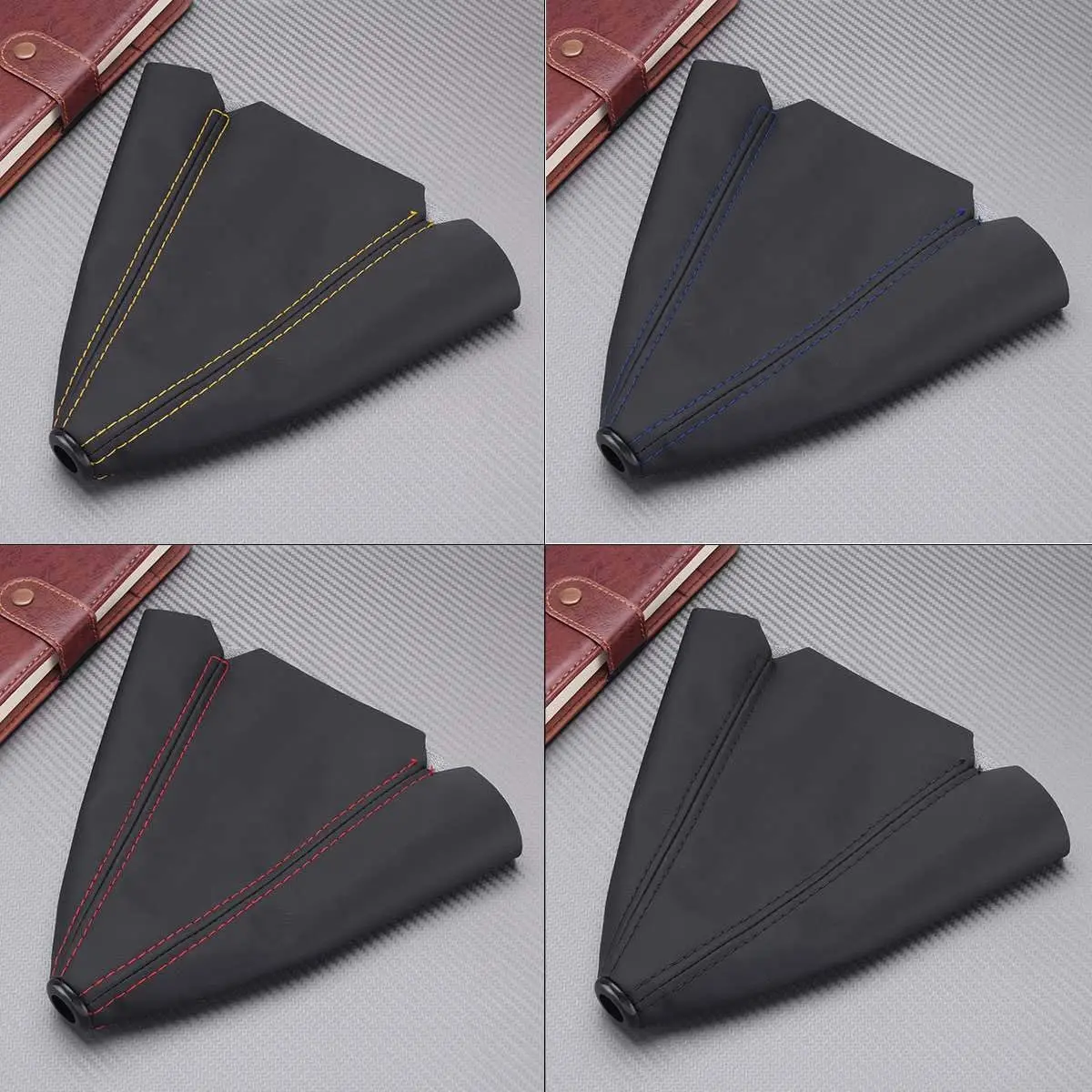 New 16mm Universal Car Gear Shift Collars PU Leather Carbon Fiber Auto Car Manual Stick Shifter Knob Gear Shift Boot Cover thumbnail 5