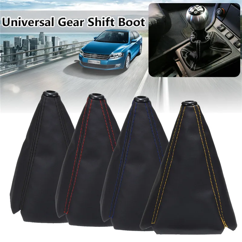 New 16mm Universal Car Gear Shift Collars PU Leather Carbon Fiber Auto Car Manual Stick Shifter Knob Gear Shift Boot Cover thumbnail 4