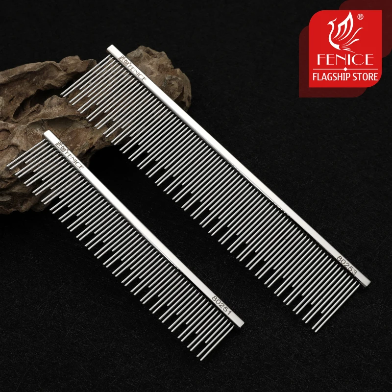Fenice Professional Anti-Corrosion Grooming Comb For Dogs Cats Tapered Stainless Steel Pins Pet Grooming Supplies thumbnail 5