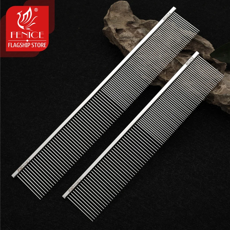 Fenice Professional Anti-Corrosion Grooming Comb For Dogs Cats Tapered Stainless Steel Pins Pet Grooming Supplies thumbnail 4