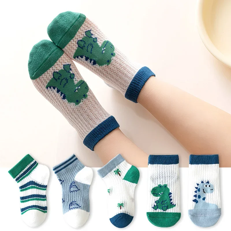 5 Pairs 1 To 12 Years Children's Socks 2025 Spring Summer Baby Boys Girls Cotton Mesh Breathable Thin Soft Cute Socks Kids Socks thumbnail 3