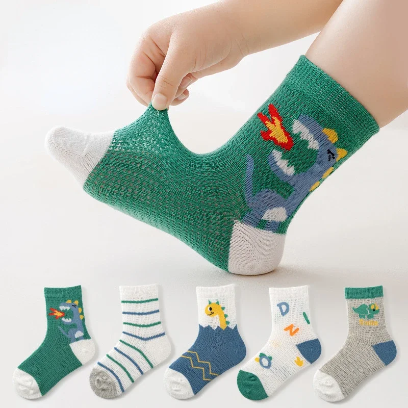 5 Pairs 1 To 12 Years Children's Socks 2025 Spring Summer Baby Boys Girls Cotton Mesh Breathable Thin Soft Cute Socks Kids Socks thumbnail 5