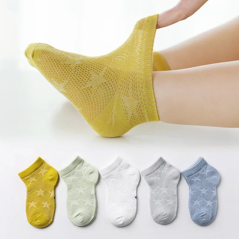 5 Pairs 1 To 12 Years Children's Socks 2025 Spring Summer Baby Boys Girls Cotton Mesh Breathable Thin Soft Cute Socks Kids Socks thumbnail 2