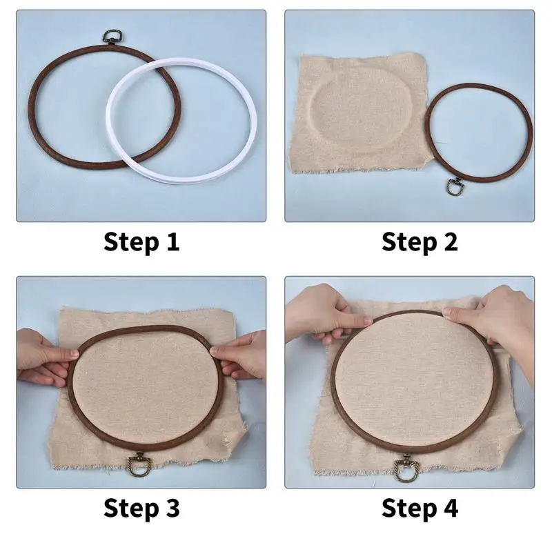 Sewing Tool Round Oval Wooden Color Embroidery Hoops Frame Set Plastic Embroidery Hoop Rings For DIY Cross Stitch Needle Craft thumbnail 3
