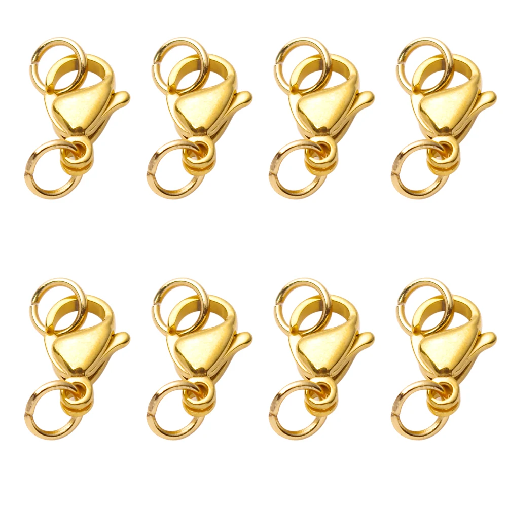 20-40pcs Gold Stainless Steel Lobster Clasps Hooks Connectors Jump Rings For Bracelet Necklace Chain DIY Jewelry Making Findings thumbnail 4
