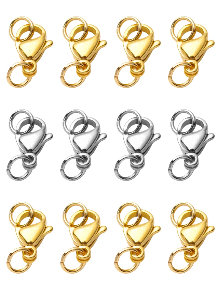 20-40pcs Gold Stainless Steel Lobster Clasps Hooks Connectors Jump Rings For Bracelet Necklace Chain DIY Jewelry Making Findings thumbnail 5