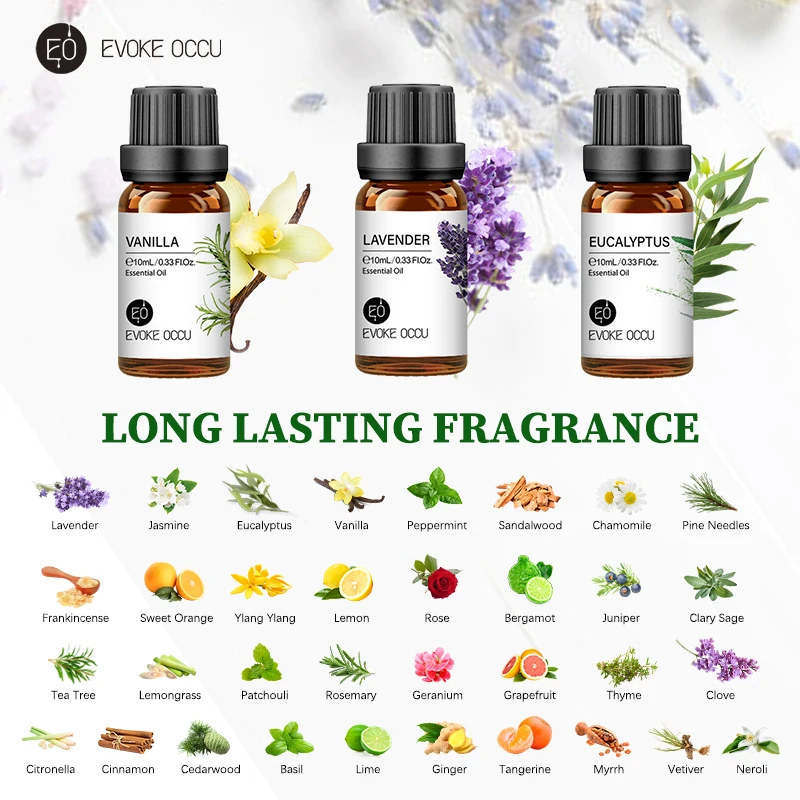EVOKE OCCU 10mL Essential Oil, Lavender Jasmine Rose Vanilla Pure Natural Oil for Diffuser Humidifier Massage Candle Soap Making thumbnail 3