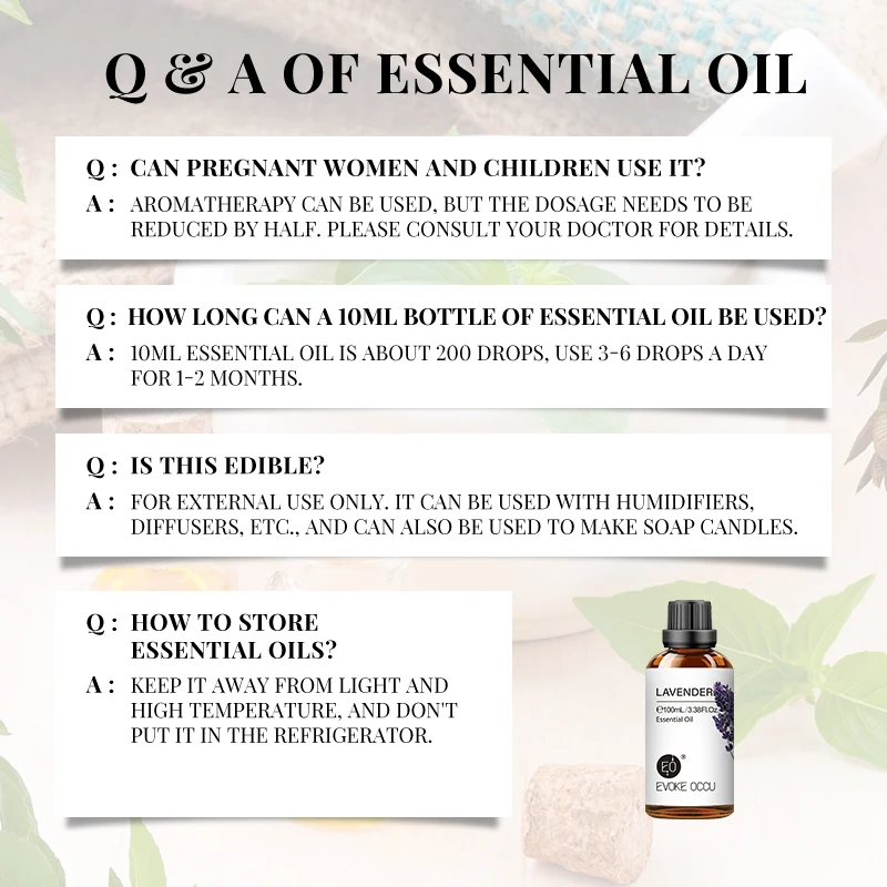 EVOKE OCCU100ML Essential Oils, Lavender Vanilla Eucalyptus Jasmine Rose Mint Oil for Diffuser, Humidifier, Scented Candle, Soap thumbnail 6