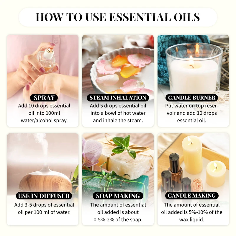 EVOKE OCCU100ML Essential Oils, Lavender Vanilla Eucalyptus Jasmine Rose Mint Oil for Diffuser, Humidifier, Scented Candle, Soap thumbnail 4