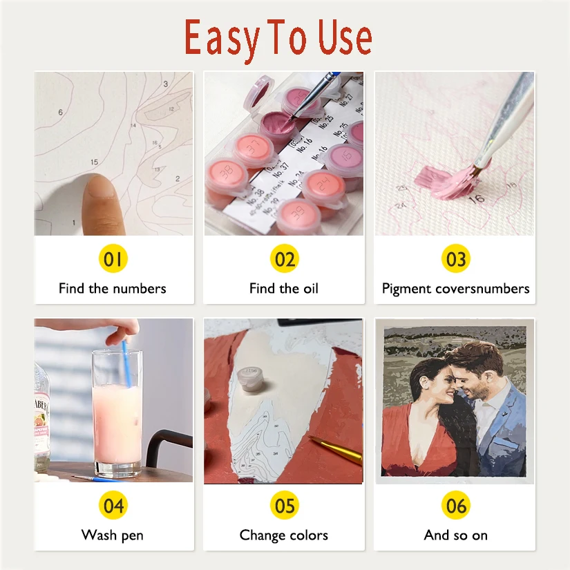 24/36/48 Color Personalised Paint By Numbers Photo Custom DIY Oil Painting By Number Picture Canvas Portrait Family Children thumbnail 4