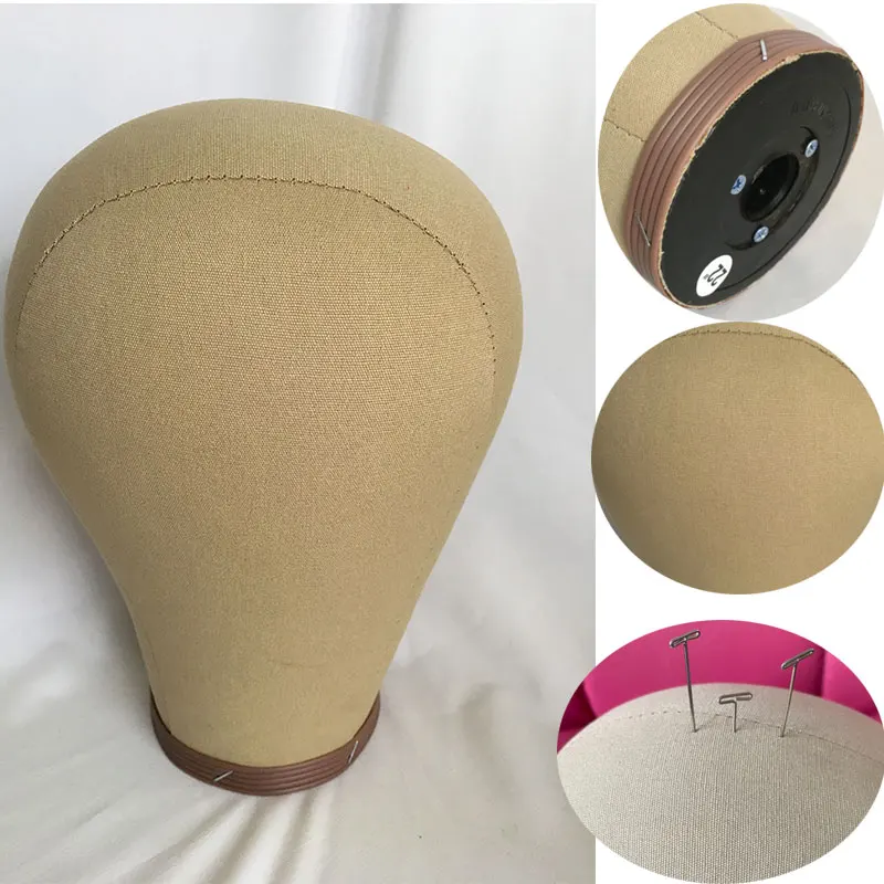 21''-24''Wig Head Cork Canvas Block Head Mannequin Head  for Making Wigs,Training, Display – Wig Head Stand thumbnail 5