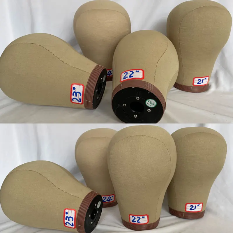 21''-24''Wig Head Cork Canvas Block Head Mannequin Head  for Making Wigs,Training, Display – Wig Head Stand thumbnail 2