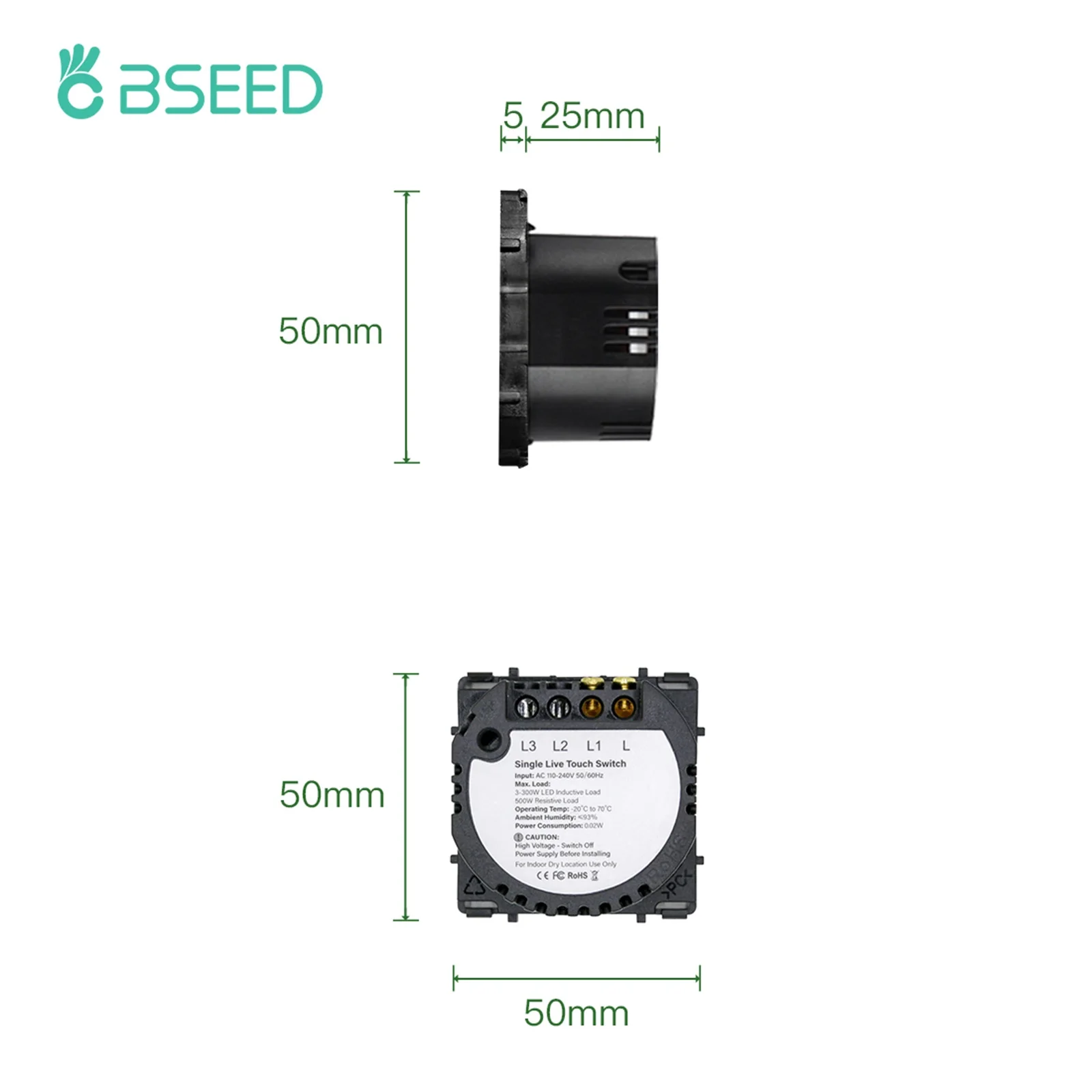 BSEED Wall Light Touch Switch 1/2/3Gang 1/2Way LED Dimmer Function Parts Glass Panels Frame EU 16A Power Sockets DIY Parts Only thumbnail 6