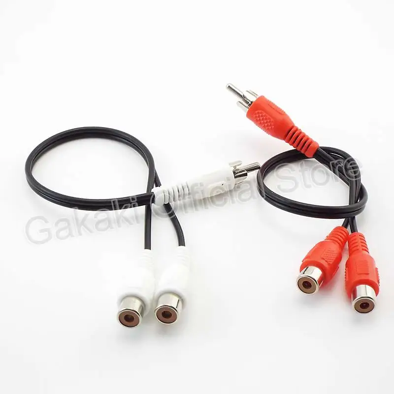Y Splitter Audio Cable RCA Male to 2 Female Plug RCA Connector Adapters Wire Cord thumbnail 2
