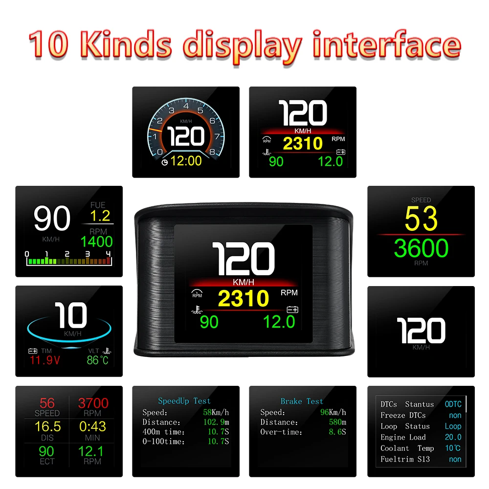 HUD OBD2+GPS On-board Computer Head up Display Car tachometer Turbo Oil Pressure Water Temp GPS Speedometer For  Car thumbnail 5