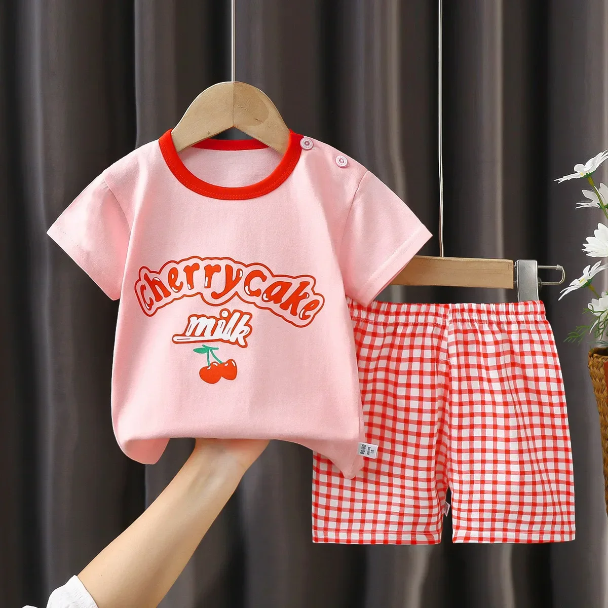 2PCS Children's Sets mother Kids Clothes Boys Girl T-shirt Shorts Summer Cotton Short sleeve Baby Children Clothing Toddler Suit thumbnail 4