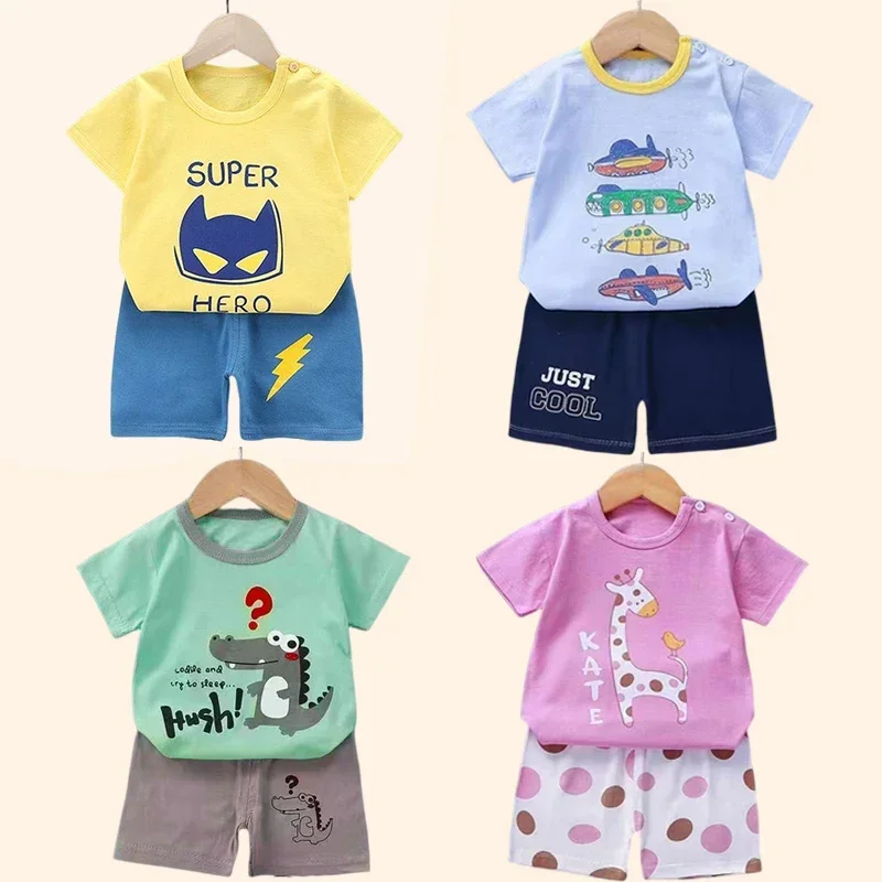 2PCS Children's Sets mother Kids Clothes Boys Girl T-shirt Shorts Summer Cotton Short sleeve Baby Children Clothing Toddler Suit thumbnail 5