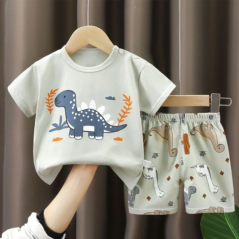 2PCS Children's Sets mother Kids Clothes Boys Girl T-shirt Shorts Summer Cotton Short sleeve Baby Children Clothing Toddler Suit thumbnail 2