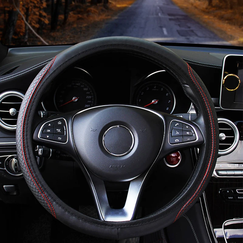 Universal Car Steering Wheel Cover Microfiber Leather Protection Cover Anti Slip Breathable for 37-39cm Steering Wheel Protector thumbnail 3