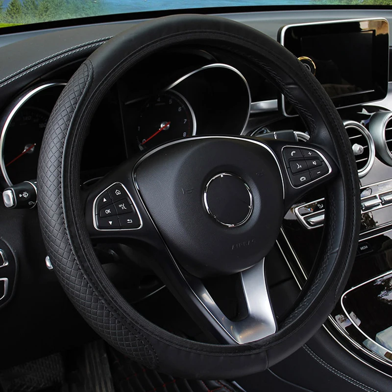 Universal Car Steering Wheel Cover Microfiber Leather Protection Cover Anti Slip Breathable for 37-39cm Steering Wheel Protector thumbnail 4