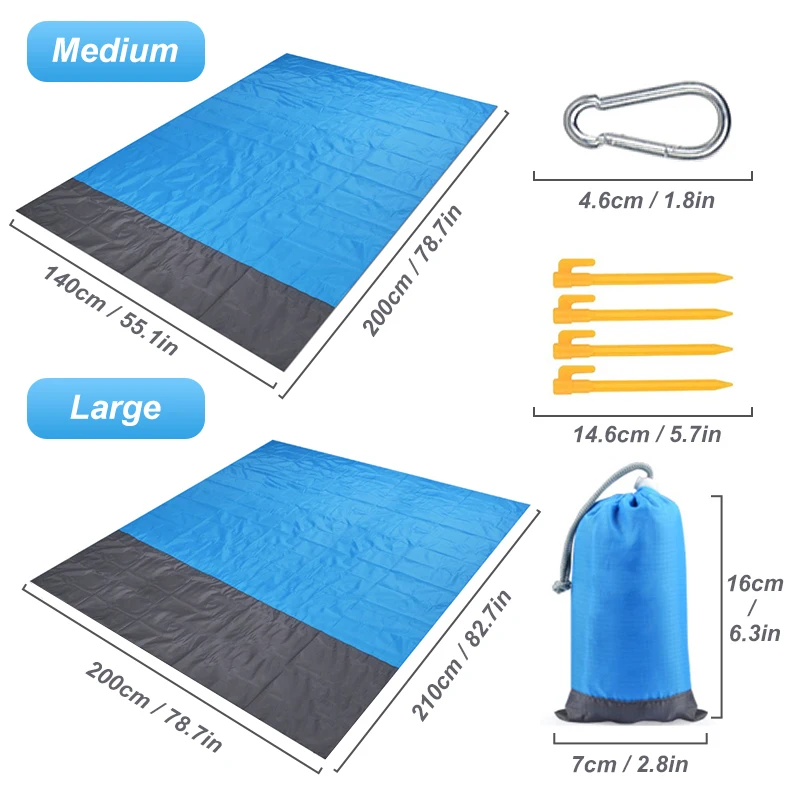 2x2.1m Outdoor Camping Mat  Folding Waterproof Pocket Beach Blanket Mattress Portable Lightweight Mat Picnic Mat Sand Beach Mat thumbnail 5