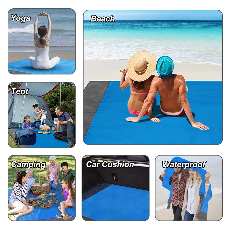 2x2.1m Outdoor Camping Mat  Folding Waterproof Pocket Beach Blanket Mattress Portable Lightweight Mat Picnic Mat Sand Beach Mat thumbnail 6