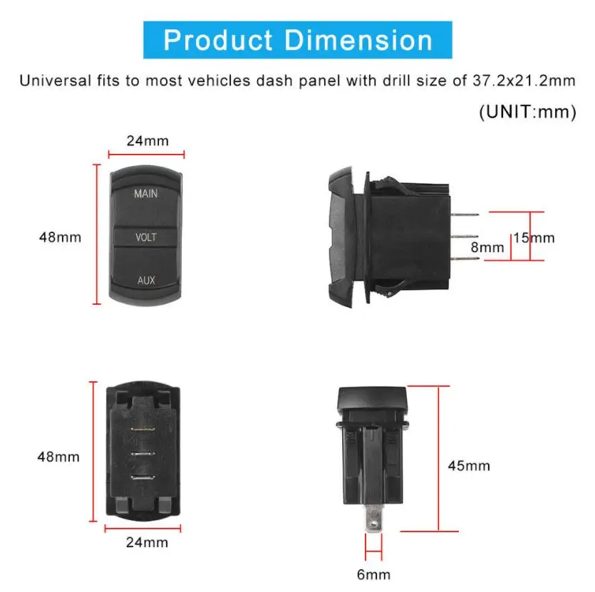 12-24V Car Boat Motorcycle LED Digital Dual Volt Meters AUX Main Battery Monitor Voltage Gauge Auto Panel Voltmeter Tester thumbnail 4