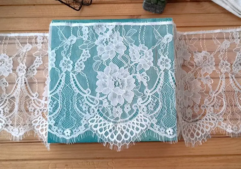 3Meters price French chantilly lace Floral embroidered lace trim with scallop eyelash Lace Dress DIY Sewing lace thumbnail 2